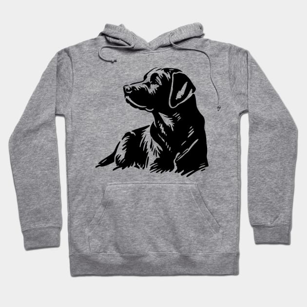 This is a simple black ink drawing of a Labrador dog Hoodie by WelshDesigns